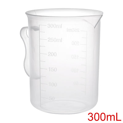 Harfington Uxcell 6pcs Laboratory Clear White PP 300mL Measuring Cup Handled Beaker