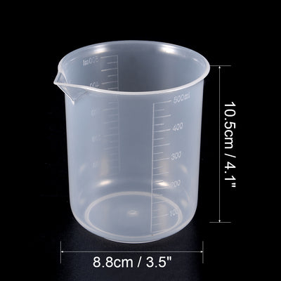 Harfington Uxcell 3pcs Measuring Cup Labs PP Graduated Beakers 500ml