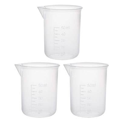 Harfington Uxcell 3pcs Measuring Cup Labs PP Graduated Beakers 50ml