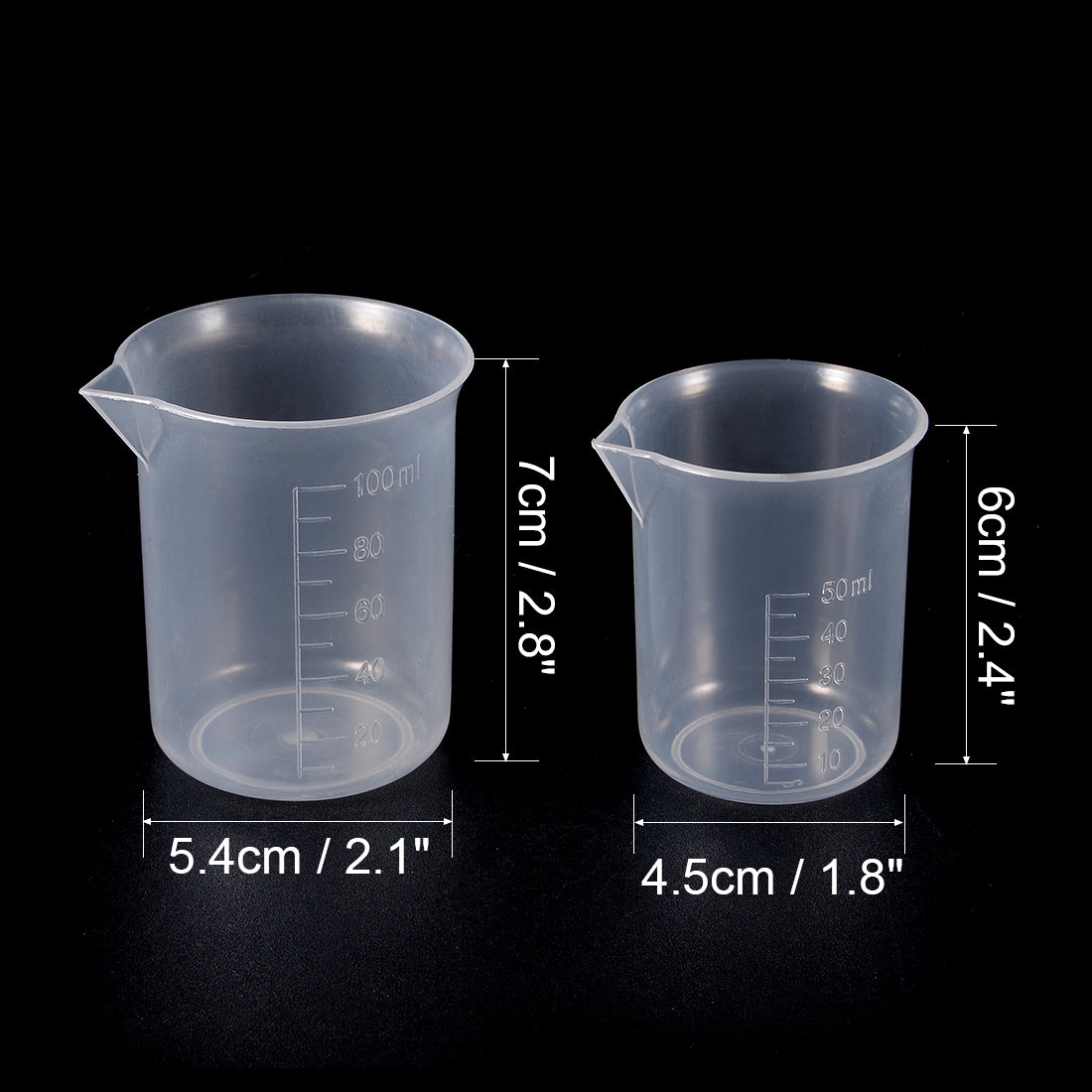 uxcell Uxcell Set of 2 Measuring Cup Labs Plastic Graduated Beakers 50ml 100ml
