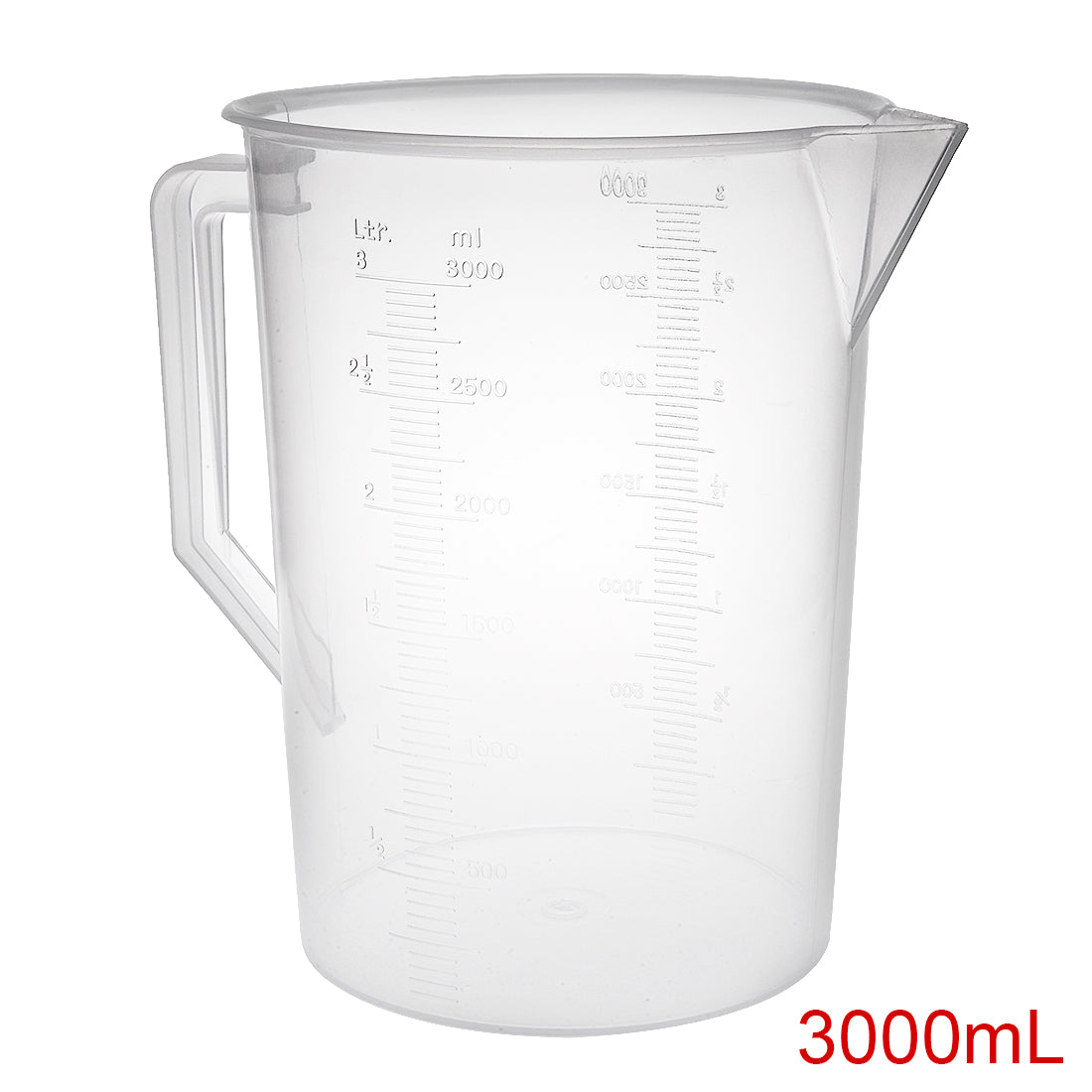 uxcell Uxcell Laboratory Clear White PP 3000mL Measuring Cup Handled Beaker