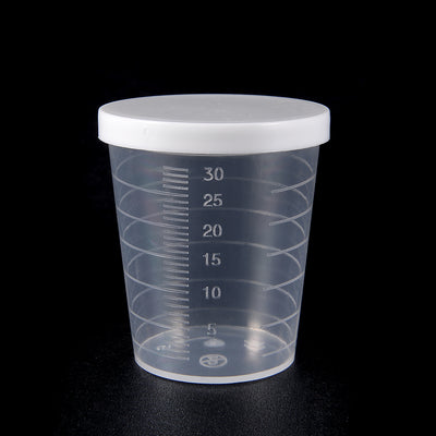 Harfington Uxcell Kitchen Laboratory 30mL Plastic Measuring Cup 10pcs w Cap