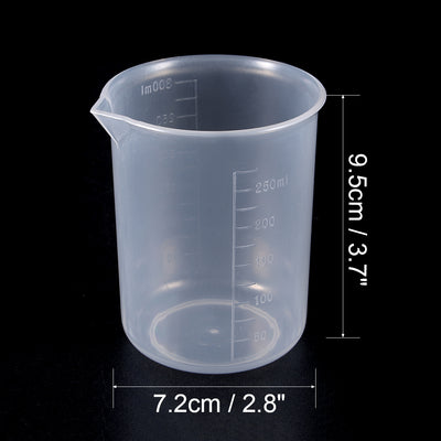 Harfington Uxcell 5pcs Measuring Cup Labs PP Graduated Beakers 250ml