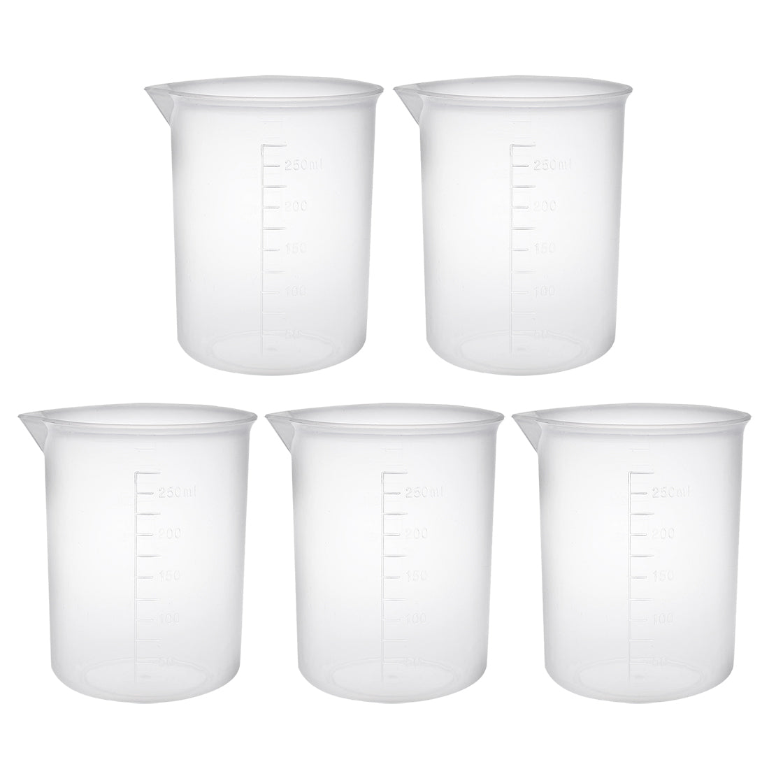 uxcell Uxcell 5pcs Measuring Cup Labs PP Graduated Beakers 250ml