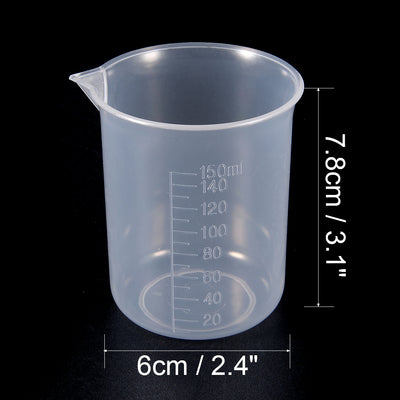 Harfington Uxcell 8pcs Measuring Cup Labs PP Graduated Beakers 150ml