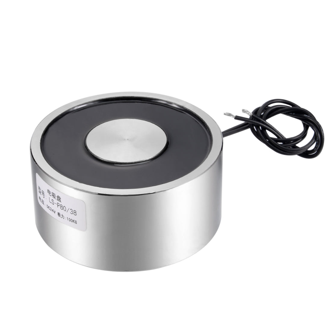 uxcell Uxcell 80mm x 38mm DC24V 0.59A 14.16W 1000N Sucking Disc Solenoid Lift Holding Electromagnet