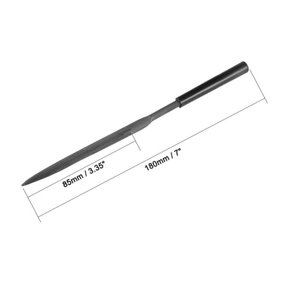 Harfington Uxcell Second Cut Steel Half Round Needle File with Plastic Handle, 5mm x 180mm