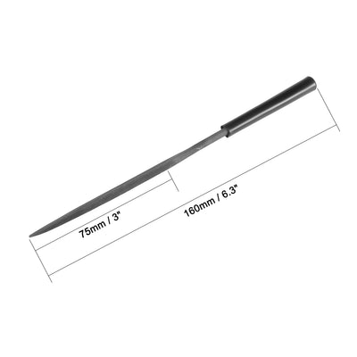 Harfington Uxcell Second Cut Steel Triangular Needle File with Plastic Handle, 4mm x 160mm