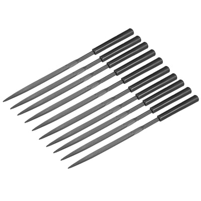 Harfington Uxcell 10Pcs Second Cut Steel Triangular Needle File with Plastic Handle, 5mm x 180mm