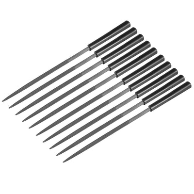 Harfington Uxcell 10Pcs Second Cut Steel Round Needle File with Plastic Handle, 4mm x 160mm