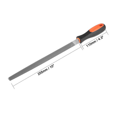 Harfington Uxcell Second Cut Grade High Carbon Hardened Steel Triangle Side Three Square File with Handle, 10-Inch