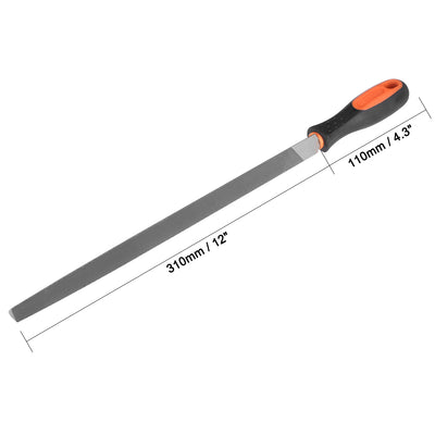 Harfington Uxcell Second Cut Grade High Carbon Hardened Steel Triangle Side Three Square File with Handle, 12-Inch