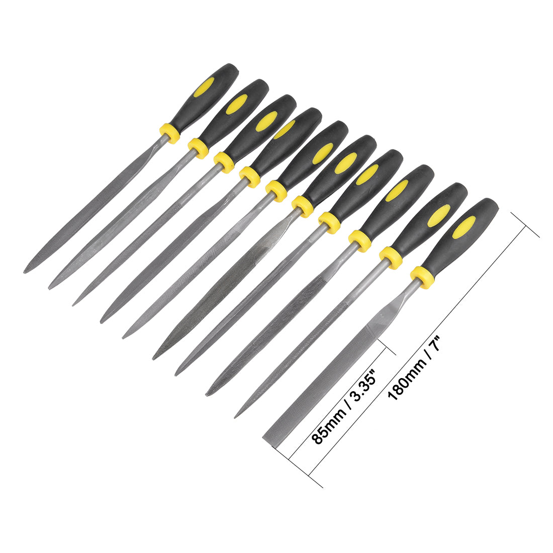 uxcell Uxcell 10Pcs Smooth Cut Bearing Steel Needle File Set with Rubber Handle, 5mm x 180mm