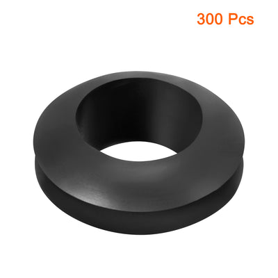 Harfington Uxcell Wire Protector Oil Resistant Armature Rubber Grommet 10mm Inner Dia 300Pcs Black