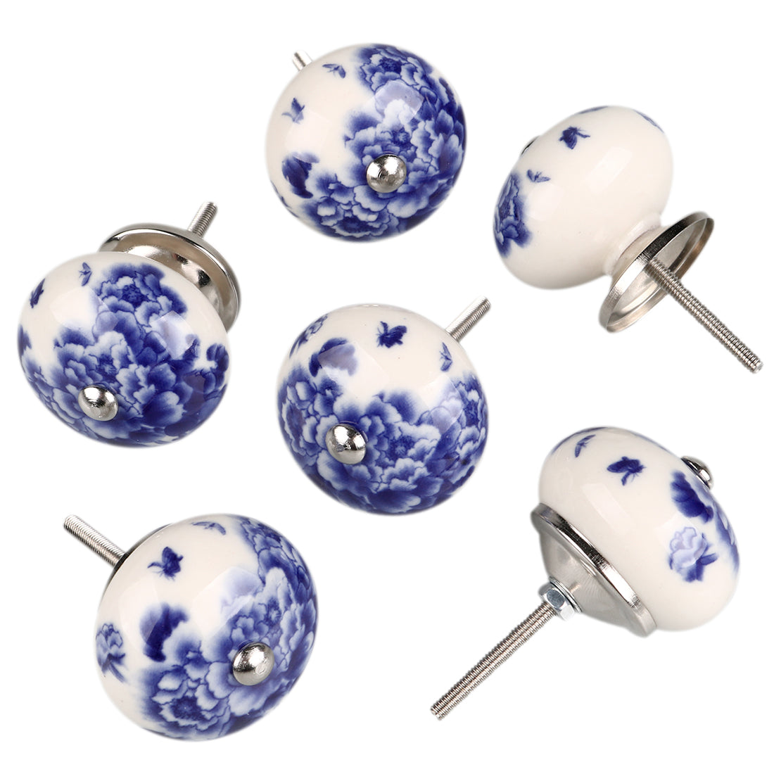 uxcell Uxcell 6 Pcs Ceramic Knobs Drawer Pulls Cupboard Handles Door Vintage Shabby Peony