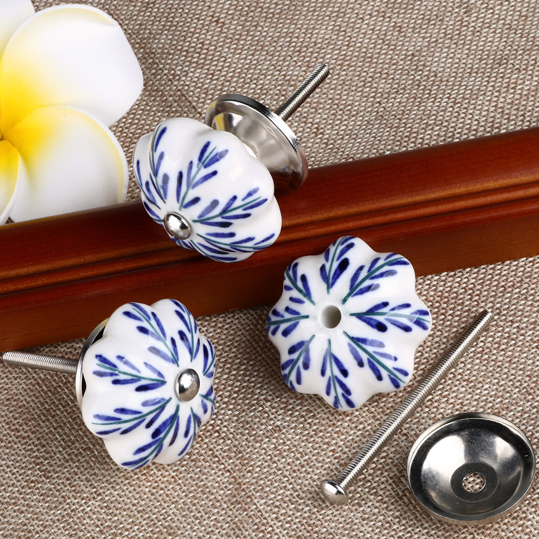 uxcell Uxcell 6 Pcs Ceramic Knobs Drawer Pulls Cupboard Handles Door Vintage Shabby Pachira Macrocarpa