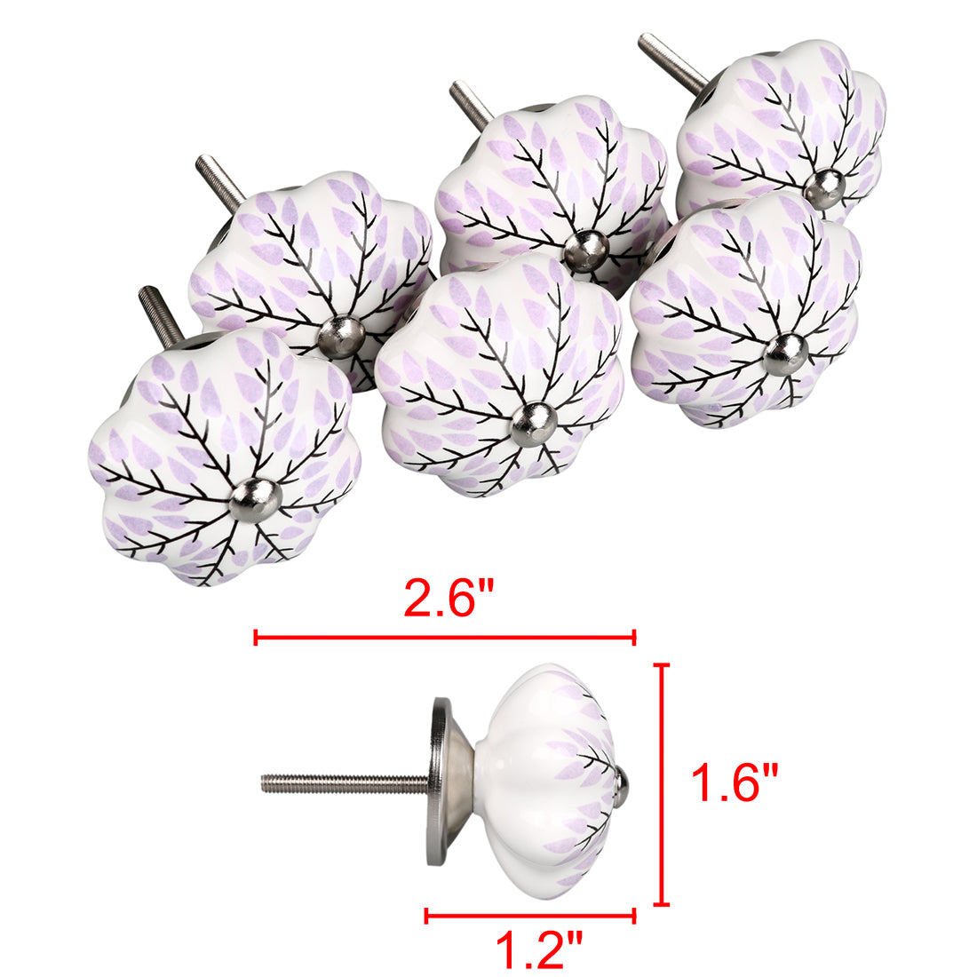 uxcell Uxcell 6 Pcs Ceramic Knobs Drawer Pulls Cupboard Handles Door Vintage Shabby Pink Branches
