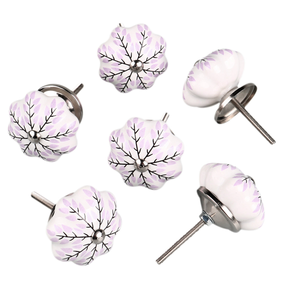 uxcell Uxcell 6 Pcs Ceramic Knobs Drawer Pulls Cupboard Handles Door Vintage Shabby Pink Branches