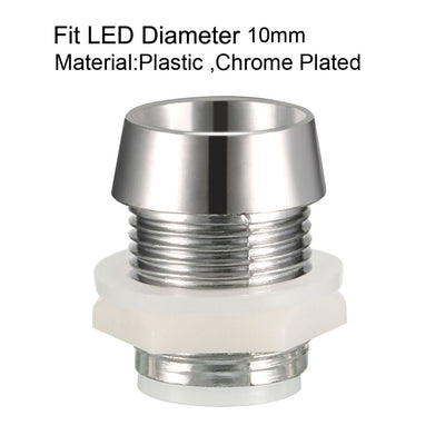 Harfington Uxcell 50pcs 10mm LED Lamp Holder Light Bulb Socket Plastic Chrome Plated for Light-emitting Diode Lighting