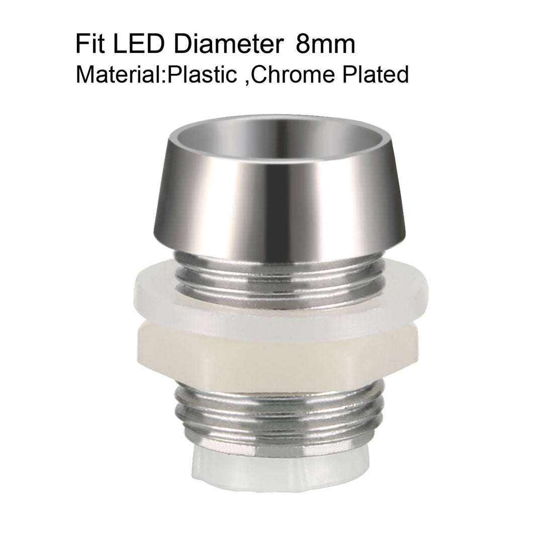 uxcell Uxcell 20pcs 8mm LED Lamp Holder Light Bulb Socket Plastic Chrome Plated for Light-emitting Diode Lighting