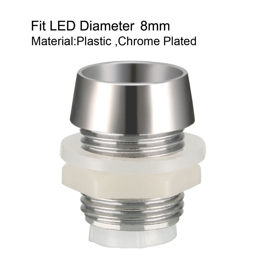 uxcell Uxcell 30pcs 8mm LED Lamp Holder Light Bulb Socket Plastic Chrome Plated for Light-emitting Diode Lighting
