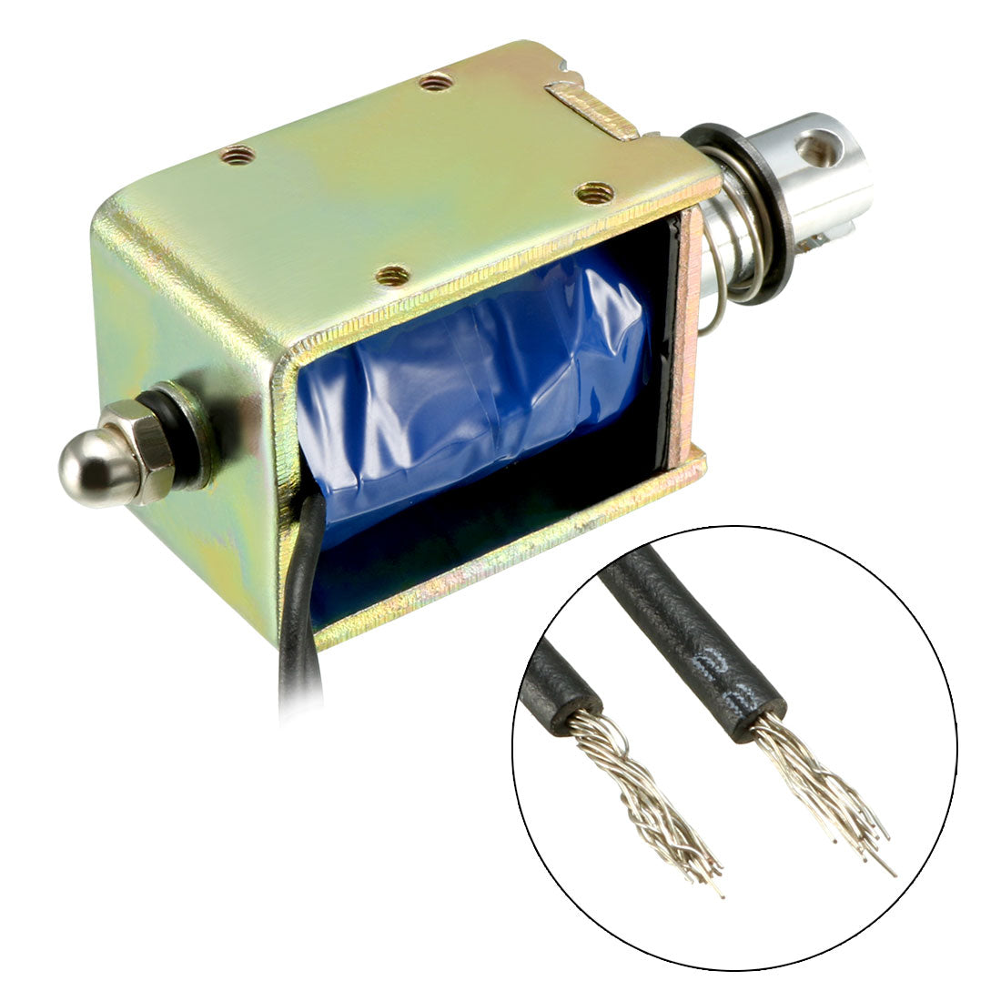 12V DC Push-Pull Linear Solenoid – Open Frame Electromagnet, 120Ω Resistance, Connector Style