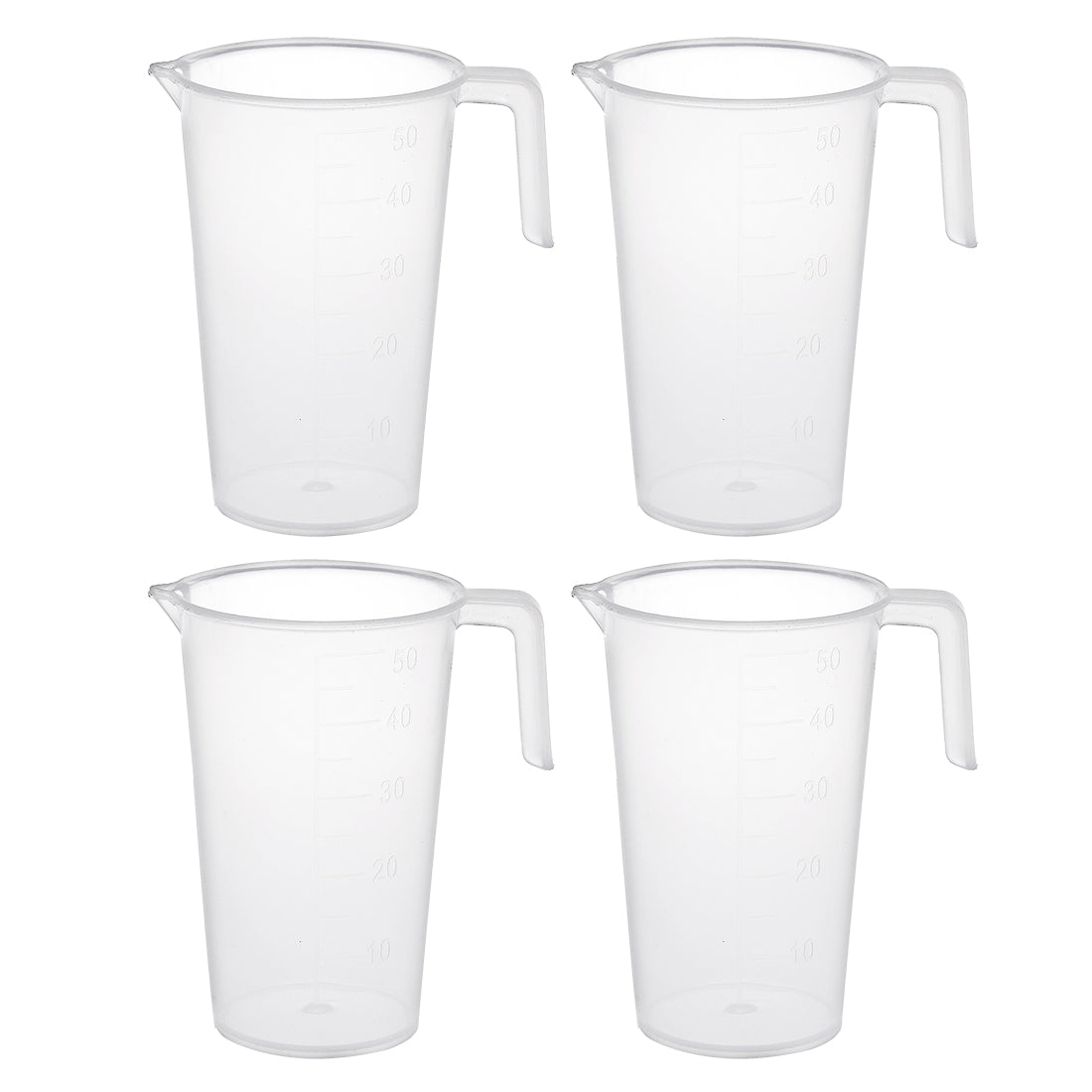 uxcell Uxcell 4pcs Laboratory Clear White PP 50mL Measuring Cup Handled Beaker