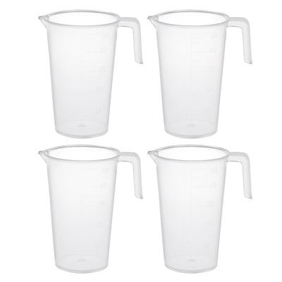 Harfington Uxcell 4pcs Laboratory Clear White PP 50mL Measuring Cup Handled Beaker