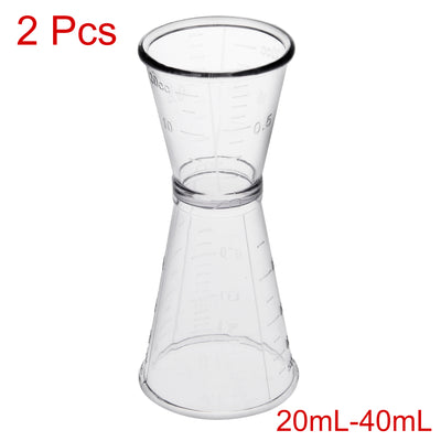 Harfington Uxcell 2 Pcs Double Clear Plastic Measure Cup for Party Kitchen Tool 40ml/20ml