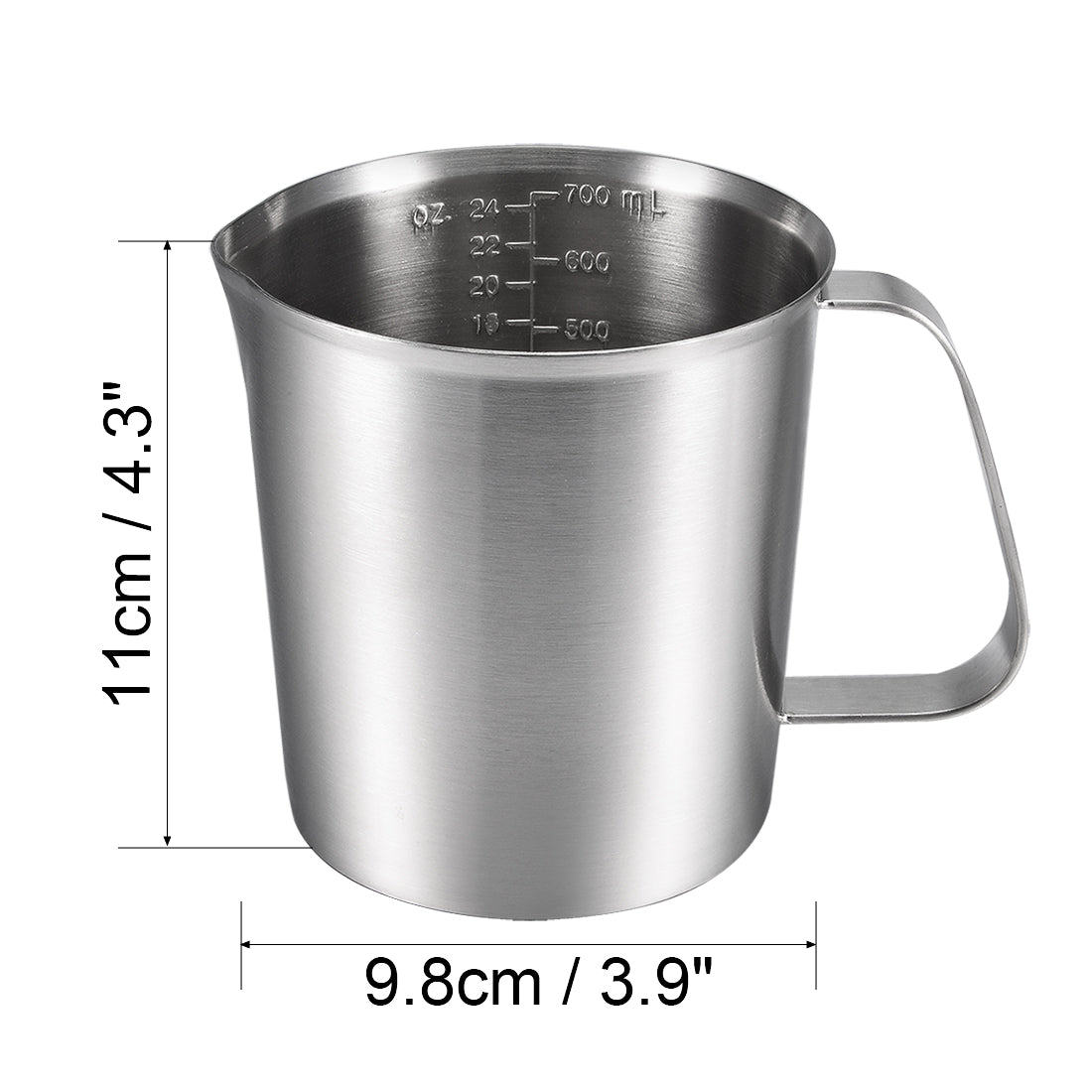 uxcell Uxcell Measuring Cup, Upgraded, 2 Measurement Scales, Including L Scale, Ounce Scale, Stainless Steel Measuring Cup w Marking with Handle, 24 Ounces, 700mL
