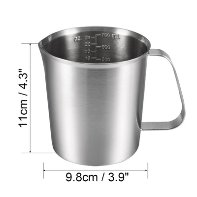 Harfington Uxcell Measuring Cup, Upgraded, 2 Measurement Scales, Including L Scale, Ounce Scale, Stainless Steel Measuring Cup w Marking with Handle, 24 Ounces, 700mL