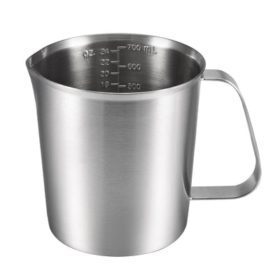 Harfington Uxcell Measuring Cup, Upgraded, 2 Measurement Scales, Including L Scale, Ounce Scale, Stainless Steel Measuring Cup w Marking with Handle, 24 Ounces, 700mL