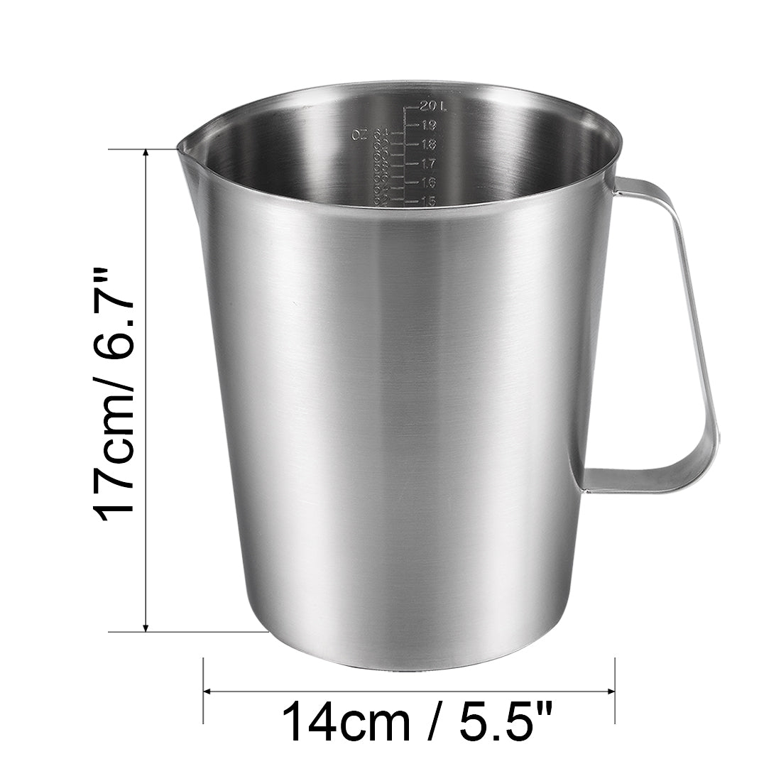 uxcell Uxcell Measuring Cup, Upgraded, 2 Measurement Scales, Including L Scale, Ounce Scale, Stainless Steel Measuring Cup with Marking with Handle, 64 Ounces, 2.0L