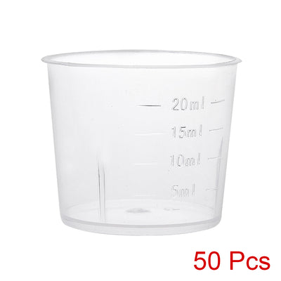 Harfington Uxcell 50pcs Transparent Measuring Cup Lab PP Graduated Beaker 20ml