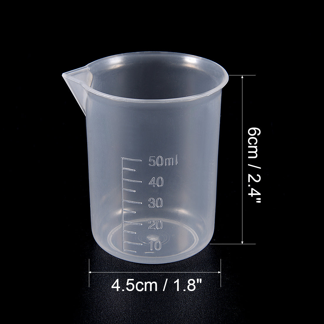 uxcell Uxcell 4pcs Transparent Measuring Cup Lab PP Graduated Beaker 50ml