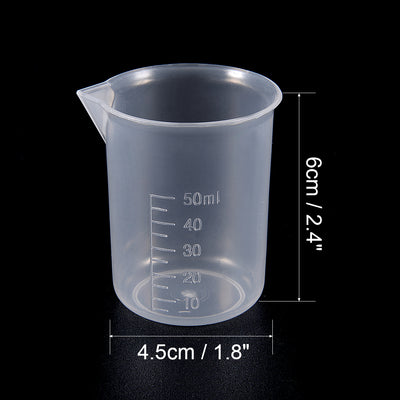 Harfington Uxcell 4pcs Transparent Measuring Cup Lab PP Graduated Beaker 50ml