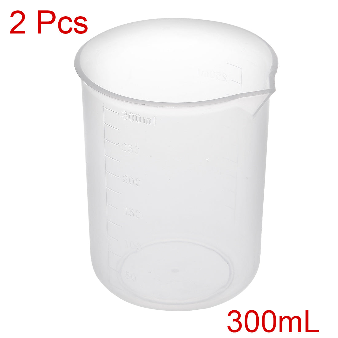 uxcell Uxcell 2pcs Transparent Measuring Cup Lab PP Graduated Beaker 300ml