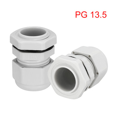 Harfington Uxcell 5Pcs PG13.5 Cable Gland Waterproof Plastic Joint Adjustable Locknut White for 6mm-11mm Dia Cable Wire