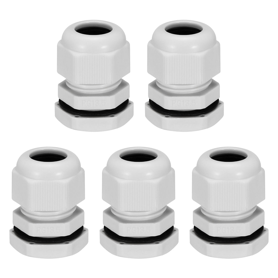 uxcell Uxcell 5Pcs PG13.5 Cable Gland Waterproof Plastic Joint Adjustable Locknut White for 6mm-11mm Dia Cable Wire