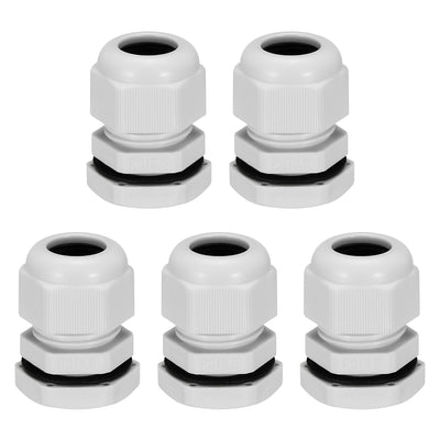 Harfington Uxcell 5Pcs PG13.5 Cable Gland Waterproof Plastic Joint Adjustable Locknut White for 6mm-11mm Dia Cable Wire