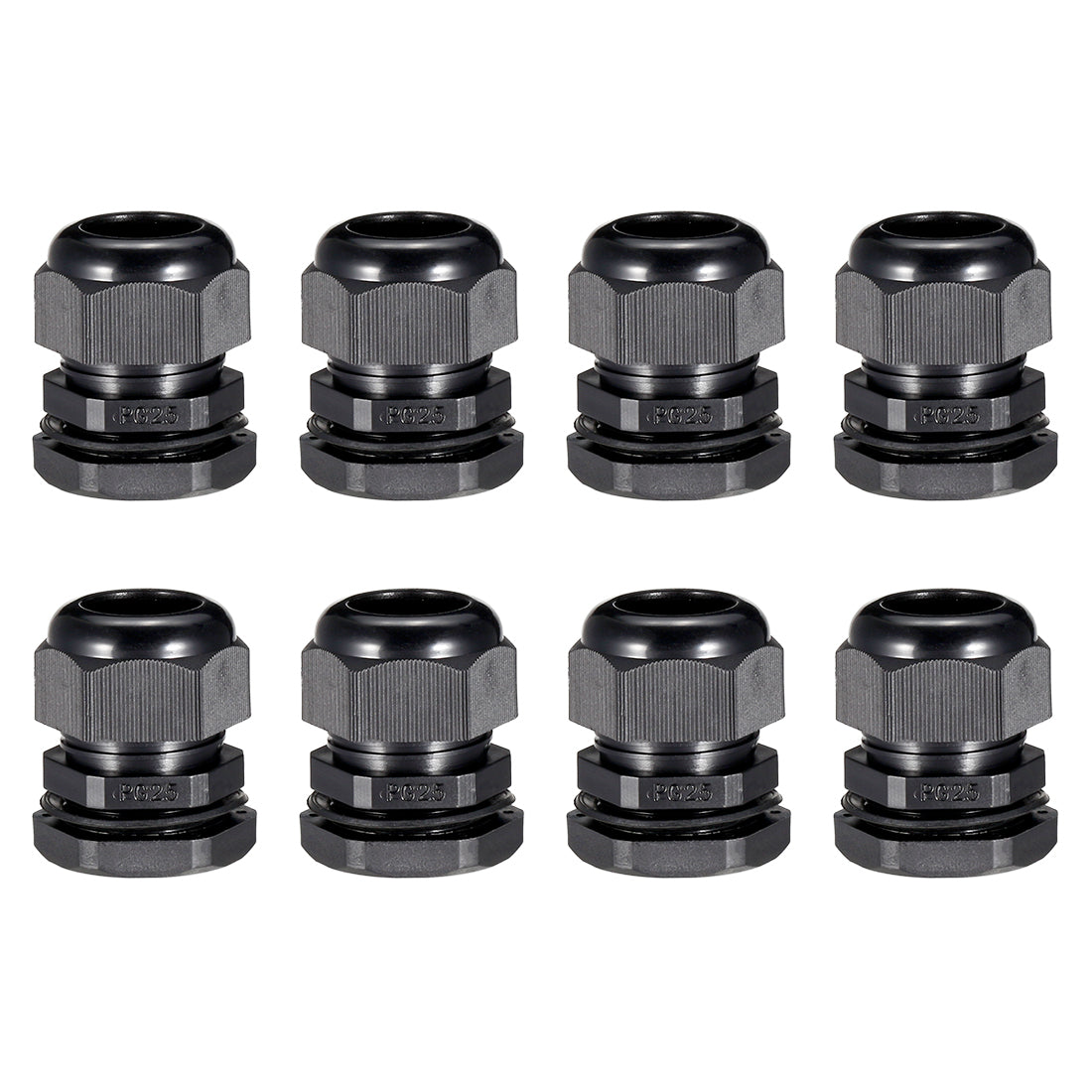 uxcell Uxcell 8Pcs PG25 Cable Gland Waterproof Connector Plastic Wire Glands Joints Black for 16-21mm Dia Wires