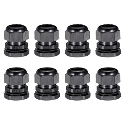 Harfington Uxcell 8Pcs PG25 Cable Gland Waterproof Connector Plastic Wire Glands Joints Black for 16-21mm Dia Wires