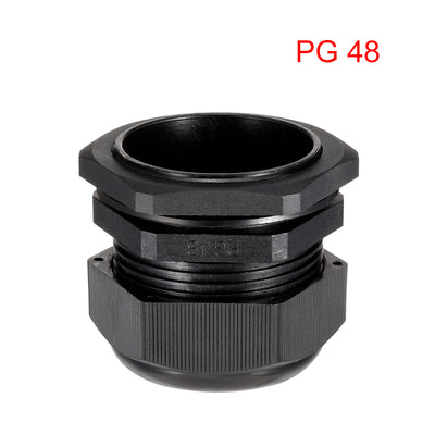 Harfington Uxcell PG48 Cable Gland Waterproof Connector Plastic Wire Glands Joints Black for 37-44mm Dia Wires