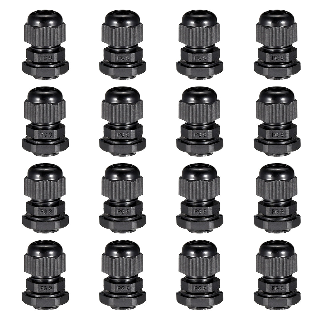 uxcell Uxcell 16Pcs PG9 Cable Gland Waterproof Connector Plastic Wire Glands Joints Black for 4-8mm Dia Wires