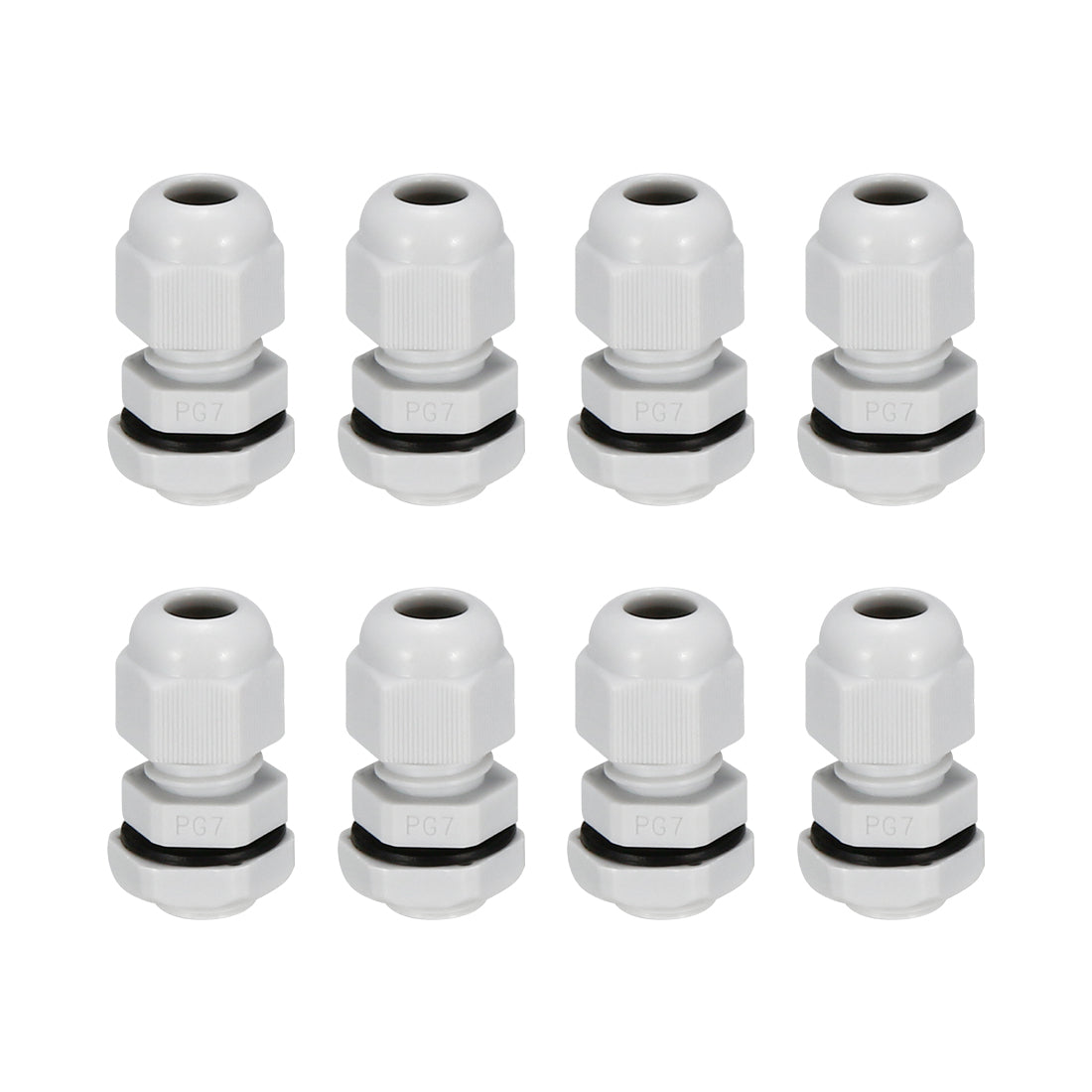 uxcell Uxcell 8Pcs PG7 Cable Gland Waterproof Connector Plastic Wire Glands Joints White for 3-6.5mm Dia Wires