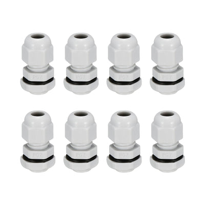 Harfington Uxcell 8Pcs PG7 Cable Gland Waterproof Connector Plastic Wire Glands Joints White for 3-6.5mm Dia Wires
