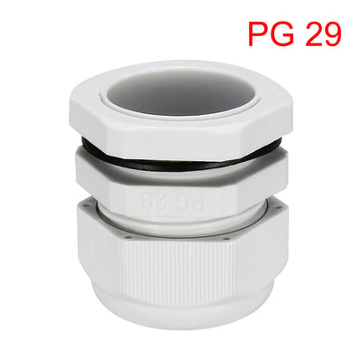 Harfington Uxcell 8Pcs PG29 Cable Gland Waterproof Plastic Joint Adjustable Locknut White for 18mm-25mm Dia Cable Wire