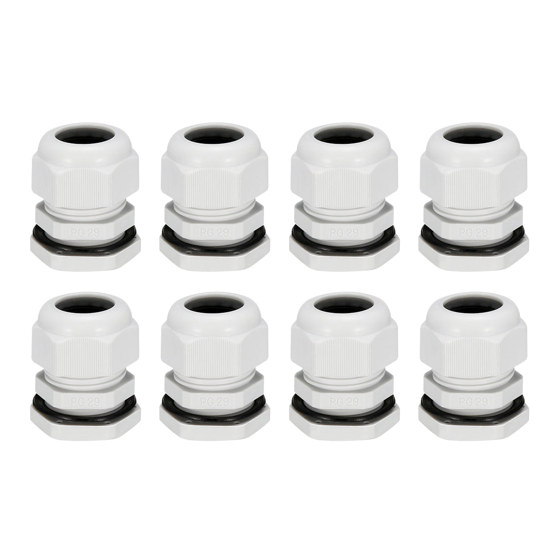 uxcell Uxcell 8Pcs PG29 Cable Gland Waterproof Plastic Joint Adjustable Locknut White for 18mm-25mm Dia Cable Wire