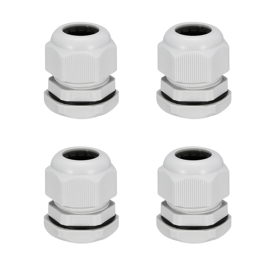 uxcell Uxcell 4Pcs PG21 Cable Gland Waterproof Connector Plastic Wire Glands Joints White for 13-18mm Dia Wires