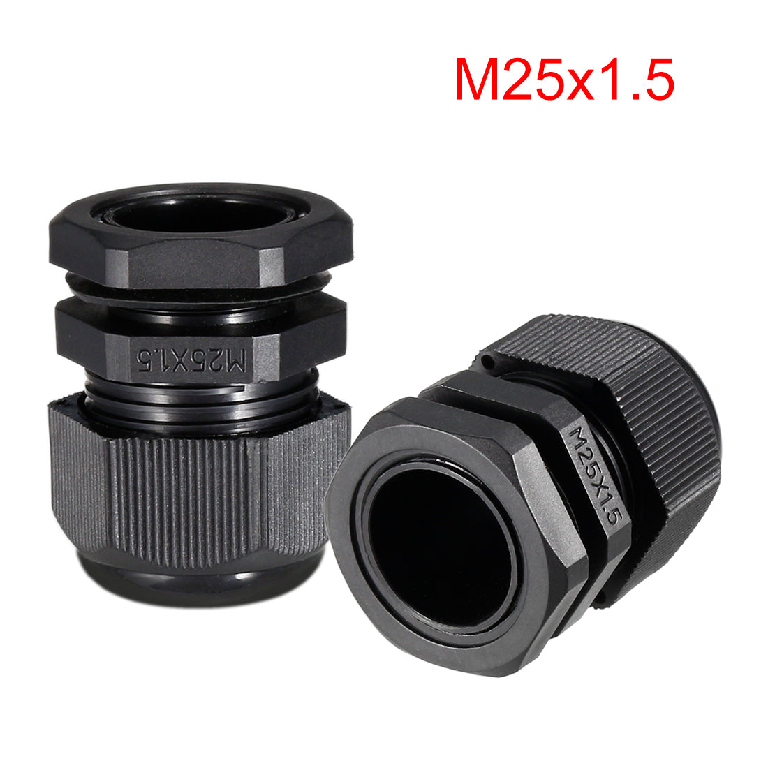uxcell Uxcell M25 Cable Gland Waterproof Plastic Joint Adjustable Locknut Black for 9mm-16mm Dia Cable Wire 2 Pcs